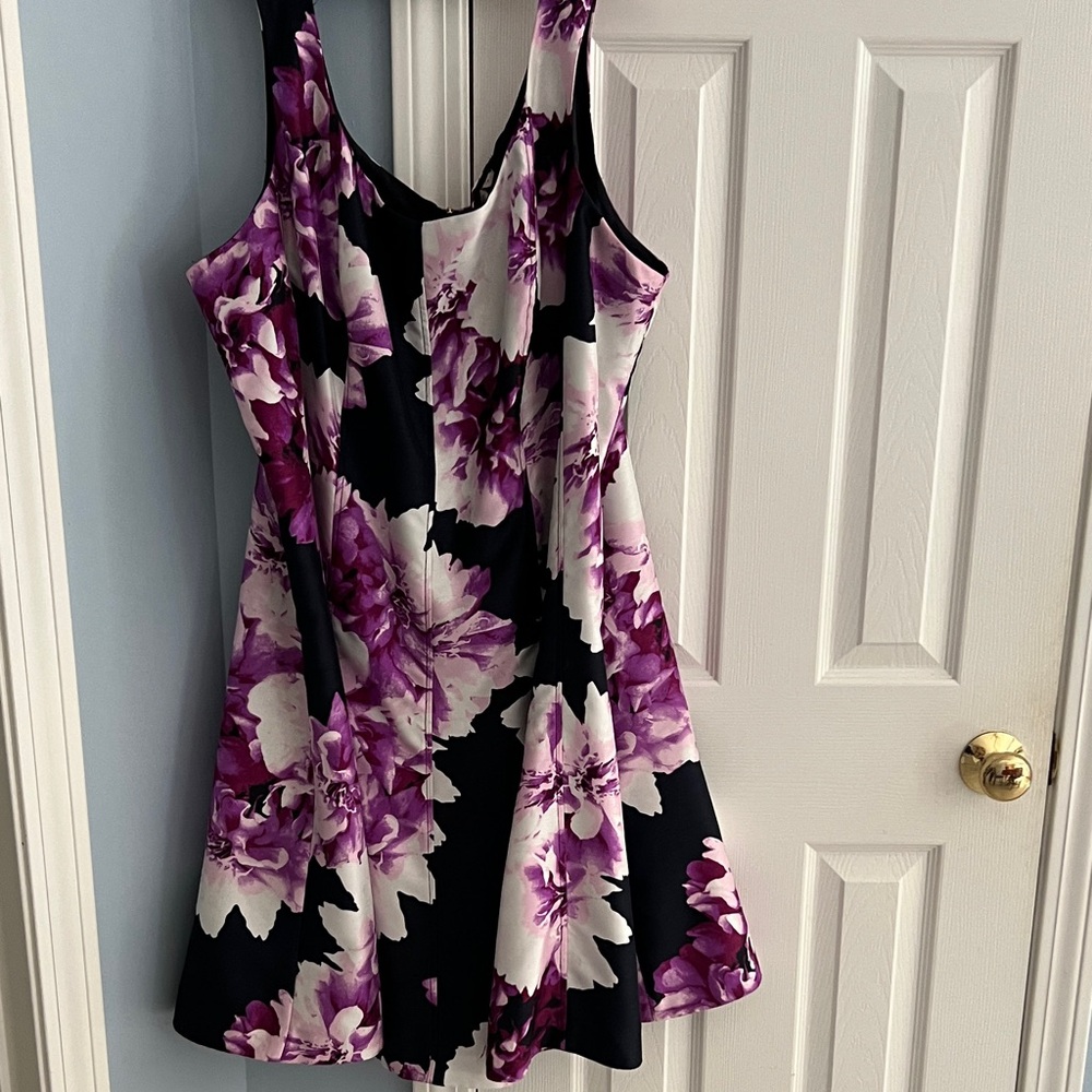 Floral Purple and Black Women's Dress